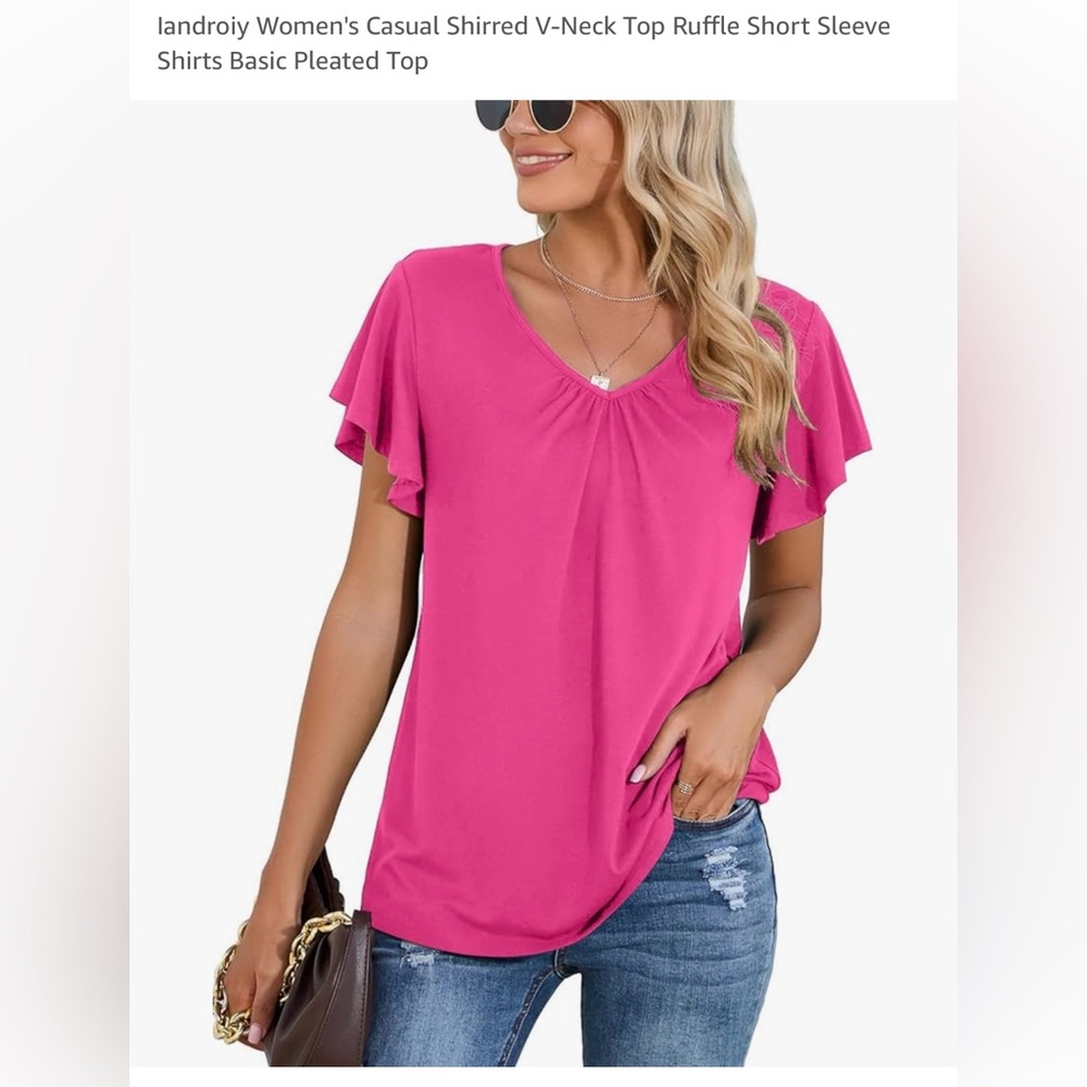 Landroiy Women’s Short Sleeve Top. Shirred Detail. New and Never Worn. Size XXL.